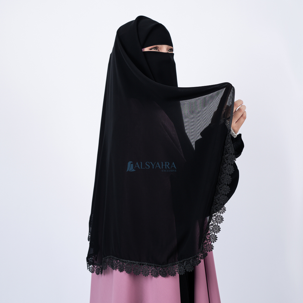 Alsyahra Exclusive Niqab Yaman Alshams Sifon Silk Jetblack