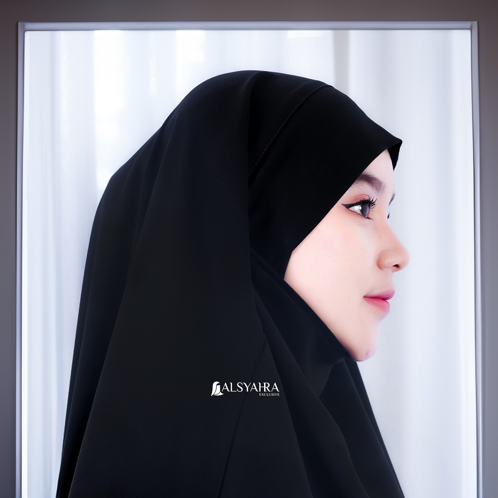 Alsyahra Exclusive - Khiban French Khimar Handless Fatimah Soft Jetblack