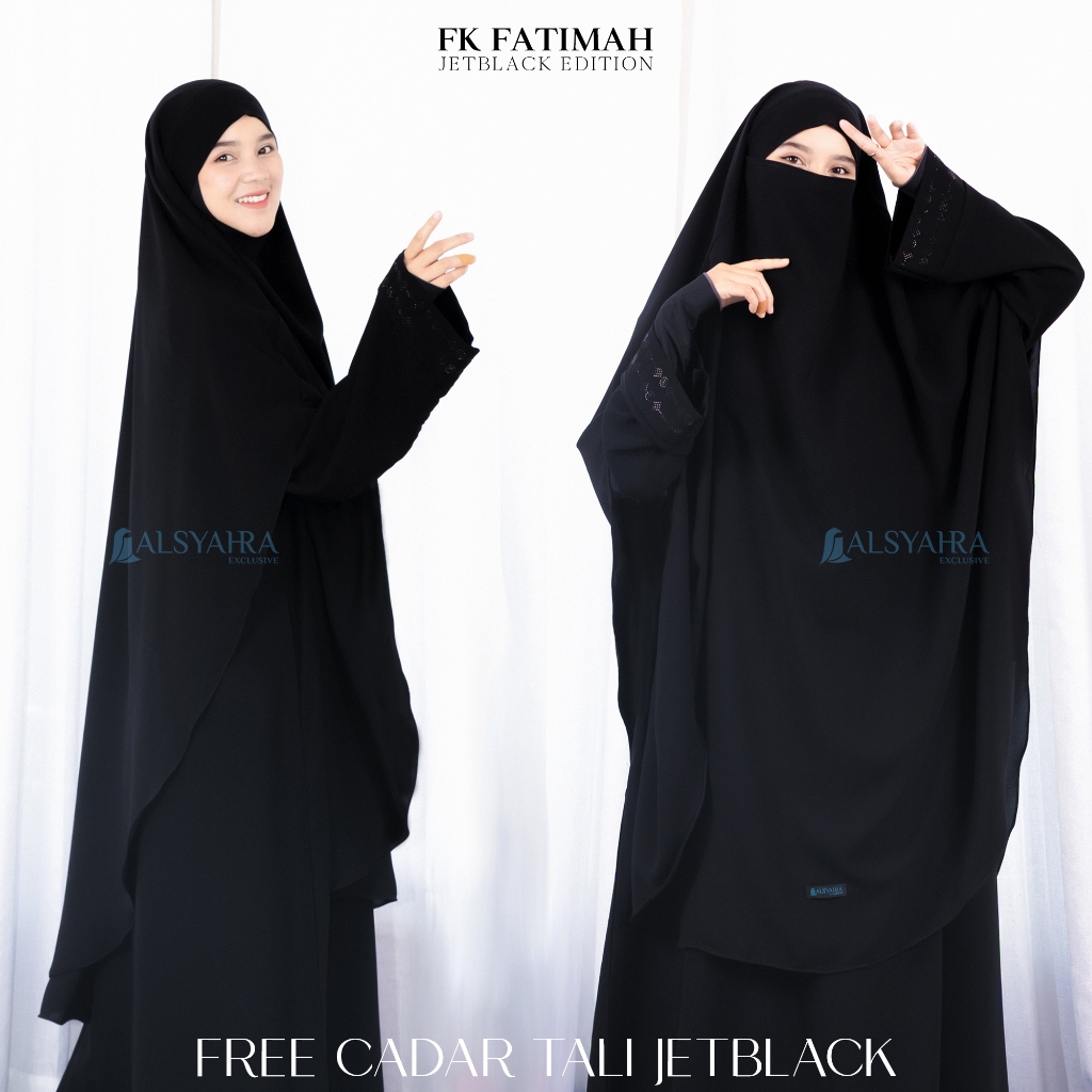 Alsyahra Exclusive - Khiban French Khimar Handless Fatimah Soft Jetblack
