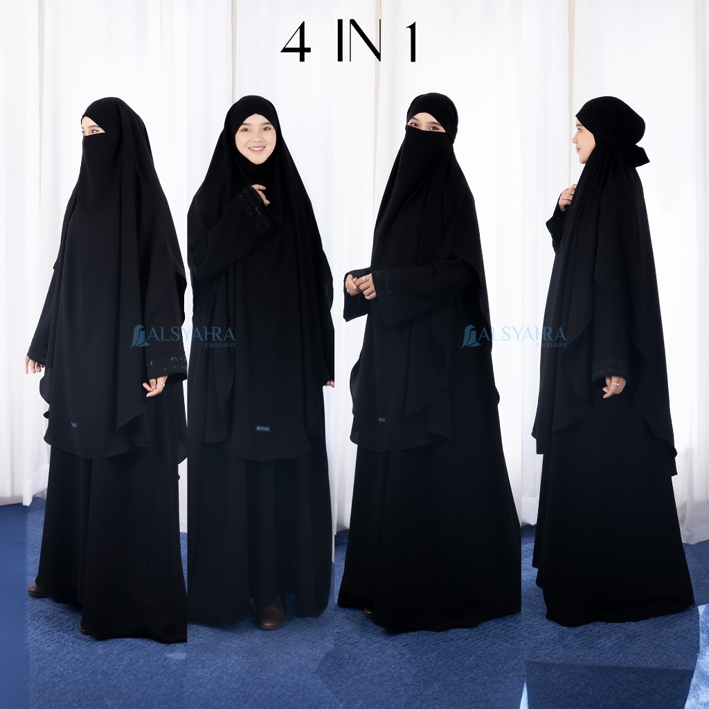 Alsyahra Exclusive - Khiban French Khimar Handless Fatimah Soft Jetblack