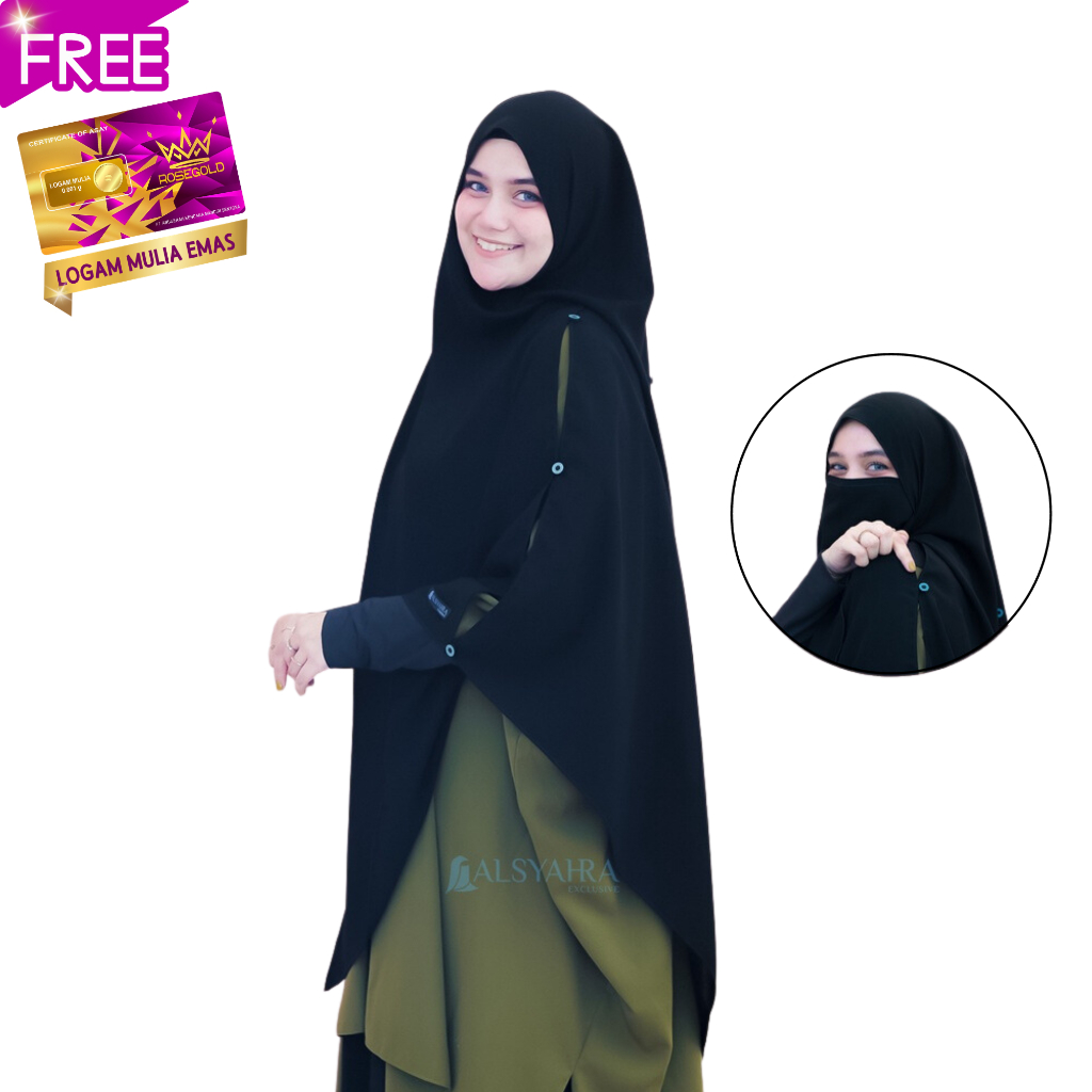 Alsyahra Exclusive Set Pashmina Syari Hafiza Cadar Jetblack