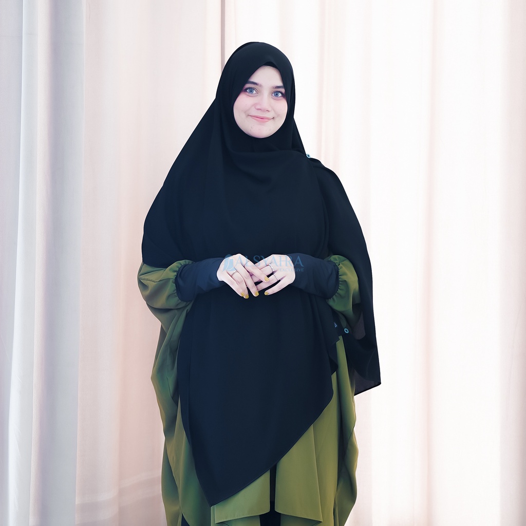 Alsyahra Exclusive Set Pashmina Syari Hafiza Cadar Jetblack