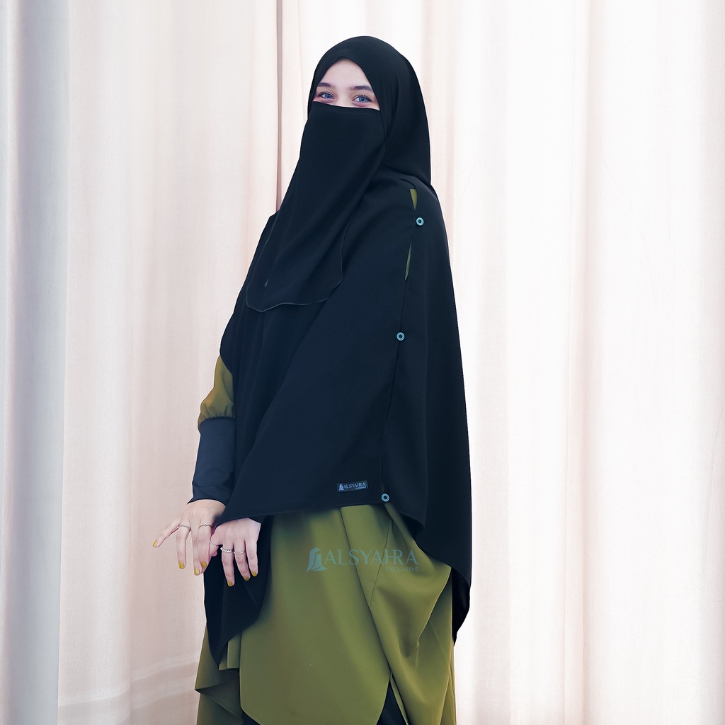 Alsyahra Exclusive Set Pashmina Syari Hafiza Cadar Jetblack