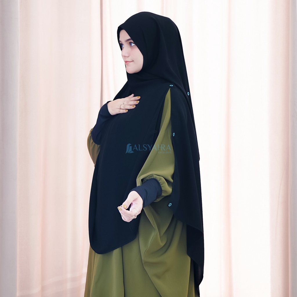 Alsyahra Exclusive Set Pashmina Syari Hafiza Cadar Jetblack