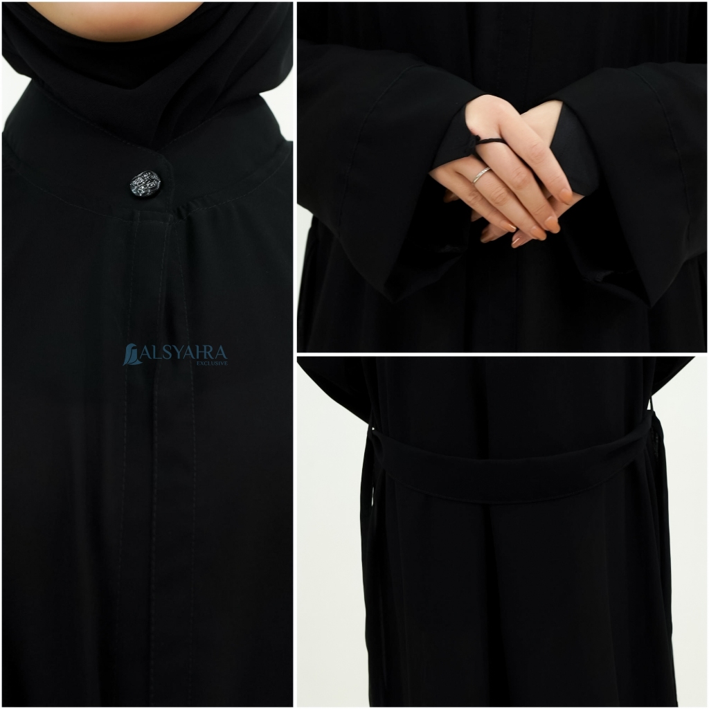 Long Outer Syari Alsyahra Exclusive Cardigan Humaira Sifon Silk Jetblack