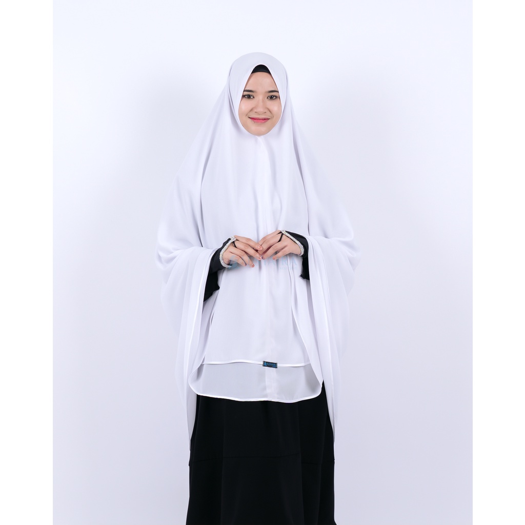 Alsyahra Exclusive Set Khimar Syari Umroh Walimah 2 Layer Bisban Cadar Size XL