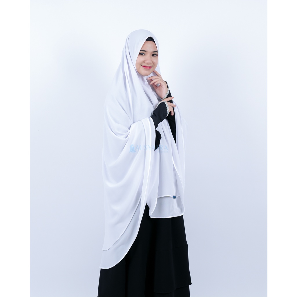 Alsyahra Exclusive Set Khimar Syari Umroh Walimah 2 Layer Bisban Cadar Size XL