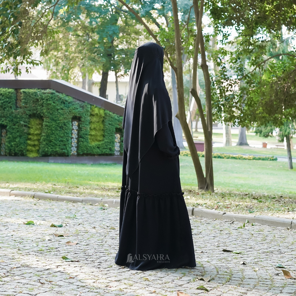Alsyahra Exclusive BUNDLING Set Abaya Gamis Jamila Pashmina Hurun In Size L Cadar Tali Kiswah