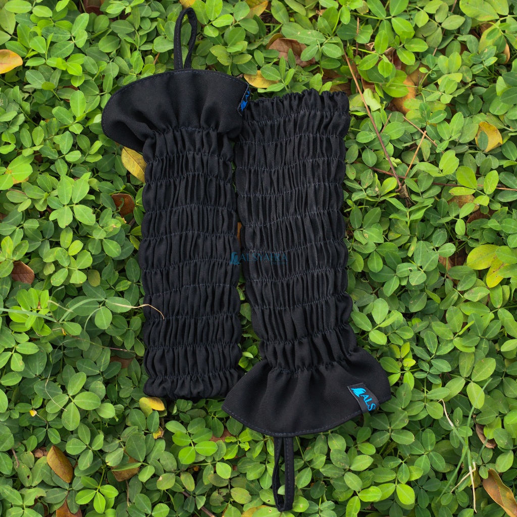 Alsyahra Exclusive - Handsock Eidelina Wrinkle Jetblack Manset Muslimah