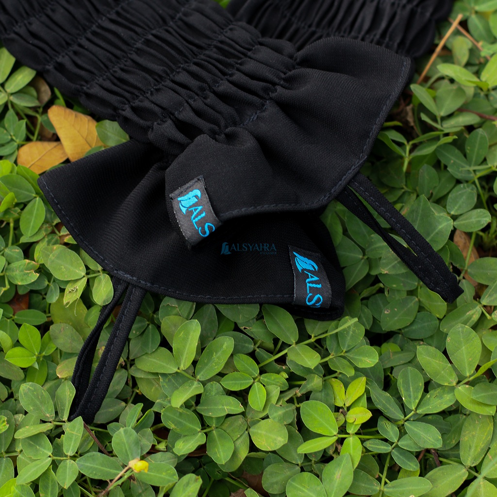 Alsyahra Exclusive - Handsock Eidelina Wrinkle Jetblack Manset Muslimah