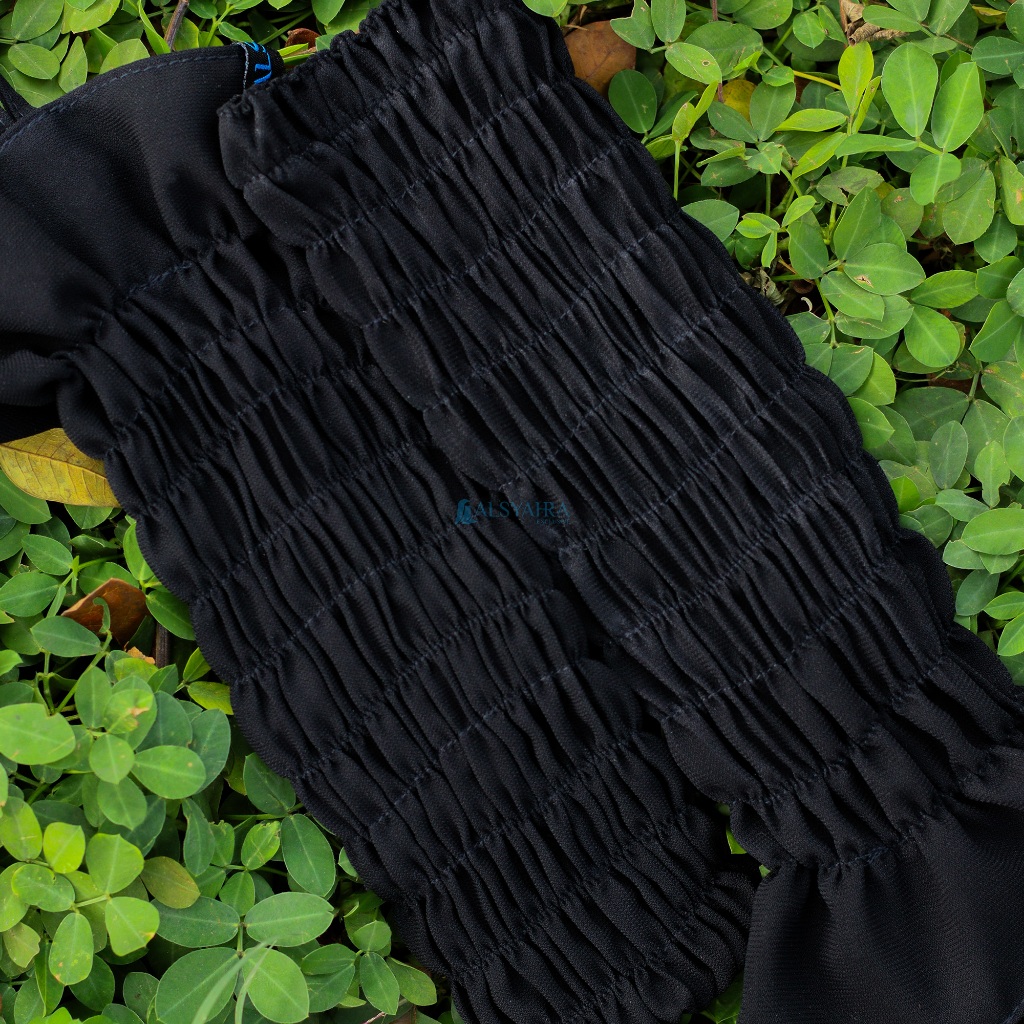 Alsyahra Exclusive - Handsock Eidelina Wrinkle Jetblack Manset Muslimah