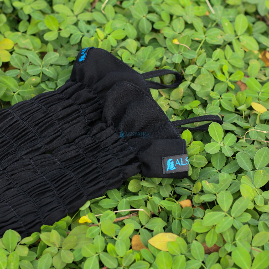 Alsyahra Exclusive - Handsock Eidelina Wrinkle Jetblack Manset Muslimah