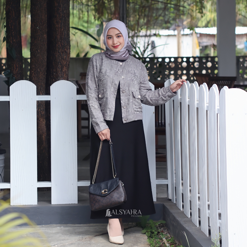 Alsyahra Exclusive - Blazer LaRicci Batik Outer Korean Premium Taupe Grey