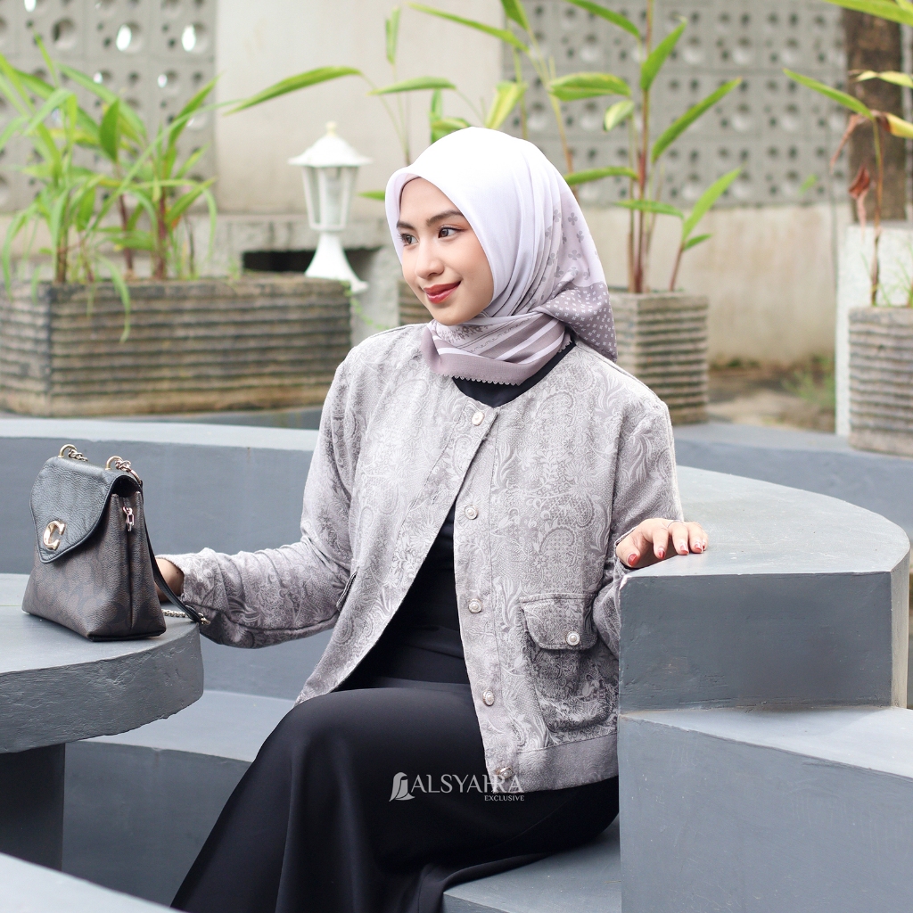 Alsyahra Exclusive - Blazer LaRicci Batik Outer Korean Premium Taupe Grey