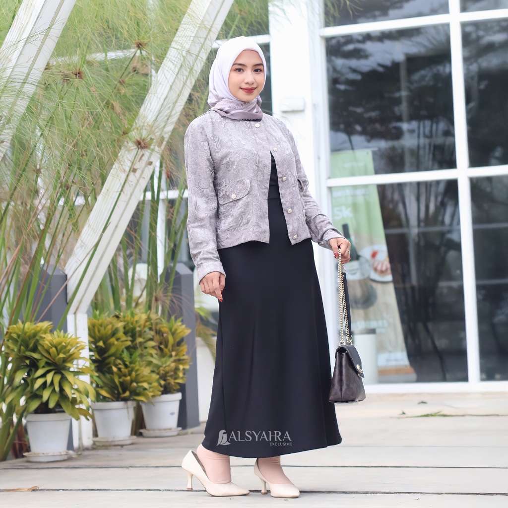 Alsyahra Exclusive - Blazer LaRicci Batik Outer Korean Premium Taupe Grey