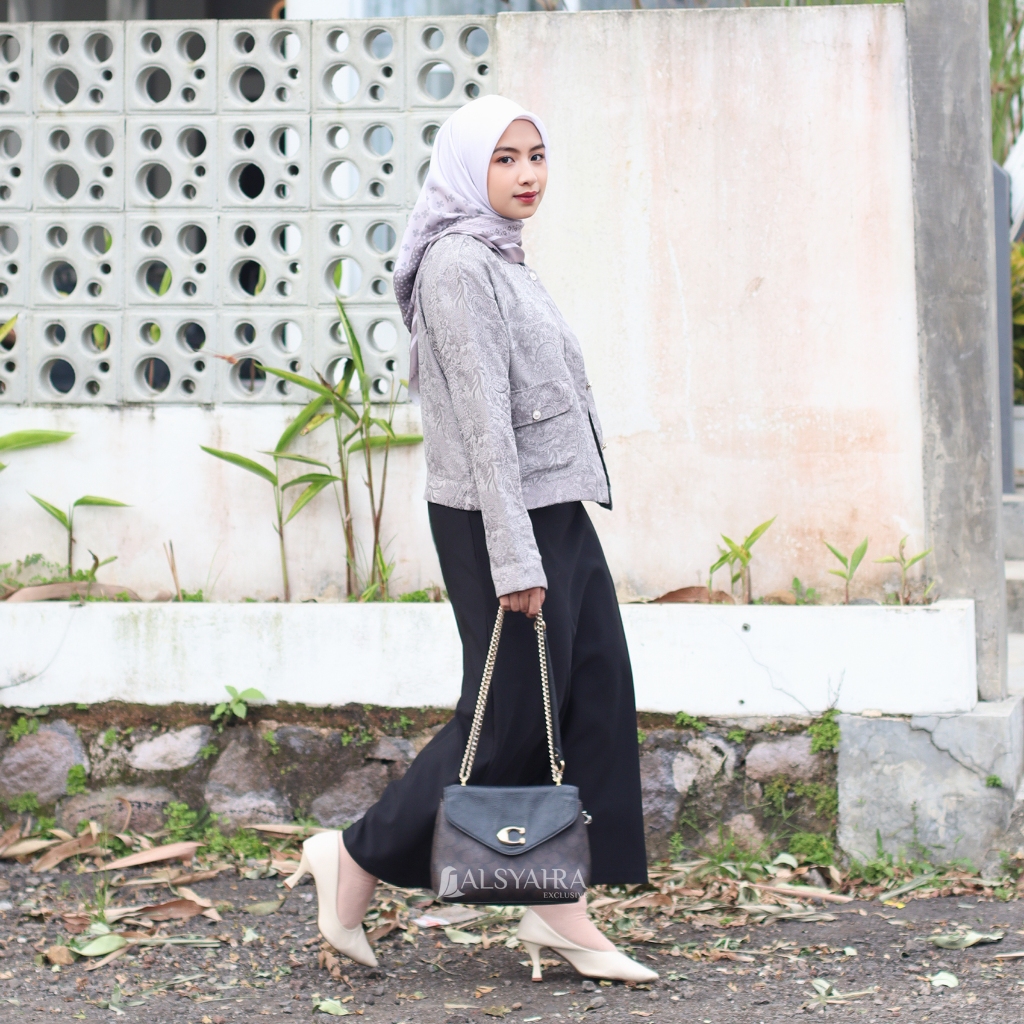 Alsyahra Exclusive - Blazer LaRicci Batik Outer Korean Premium Taupe Grey