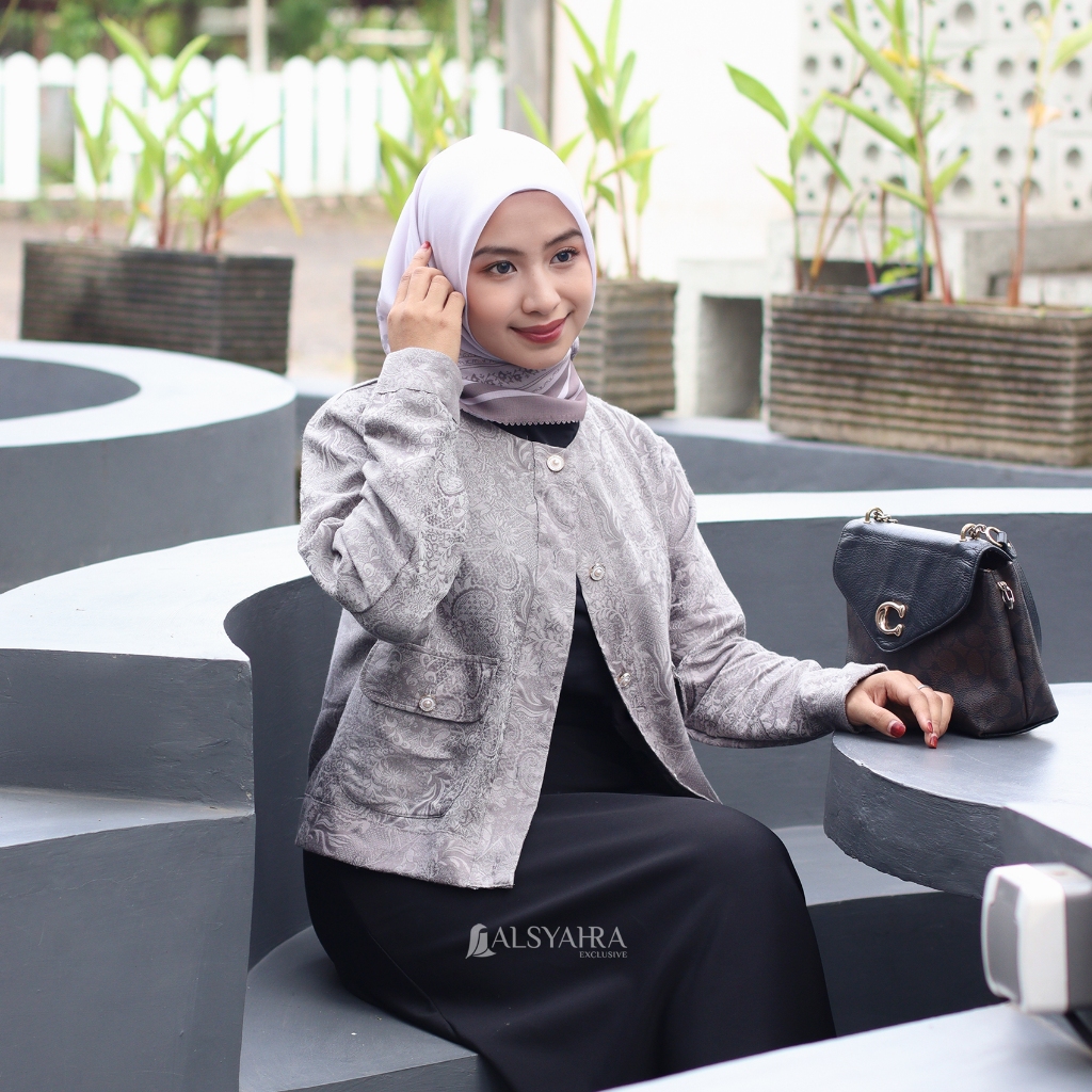 Alsyahra Exclusive - Blazer LaRicci Batik Outer Korean Premium Taupe Grey
