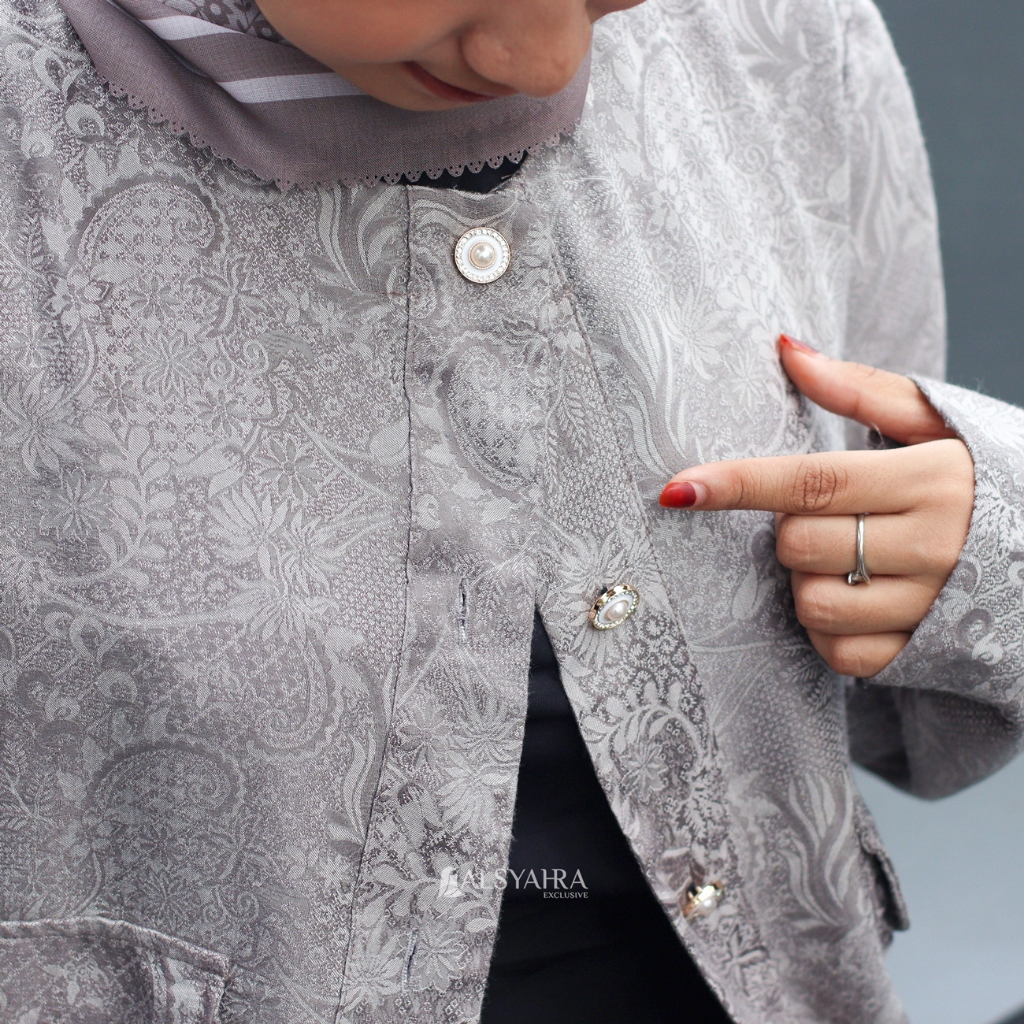 Alsyahra Exclusive - Blazer LaRicci Batik Outer Korean Premium Taupe Grey