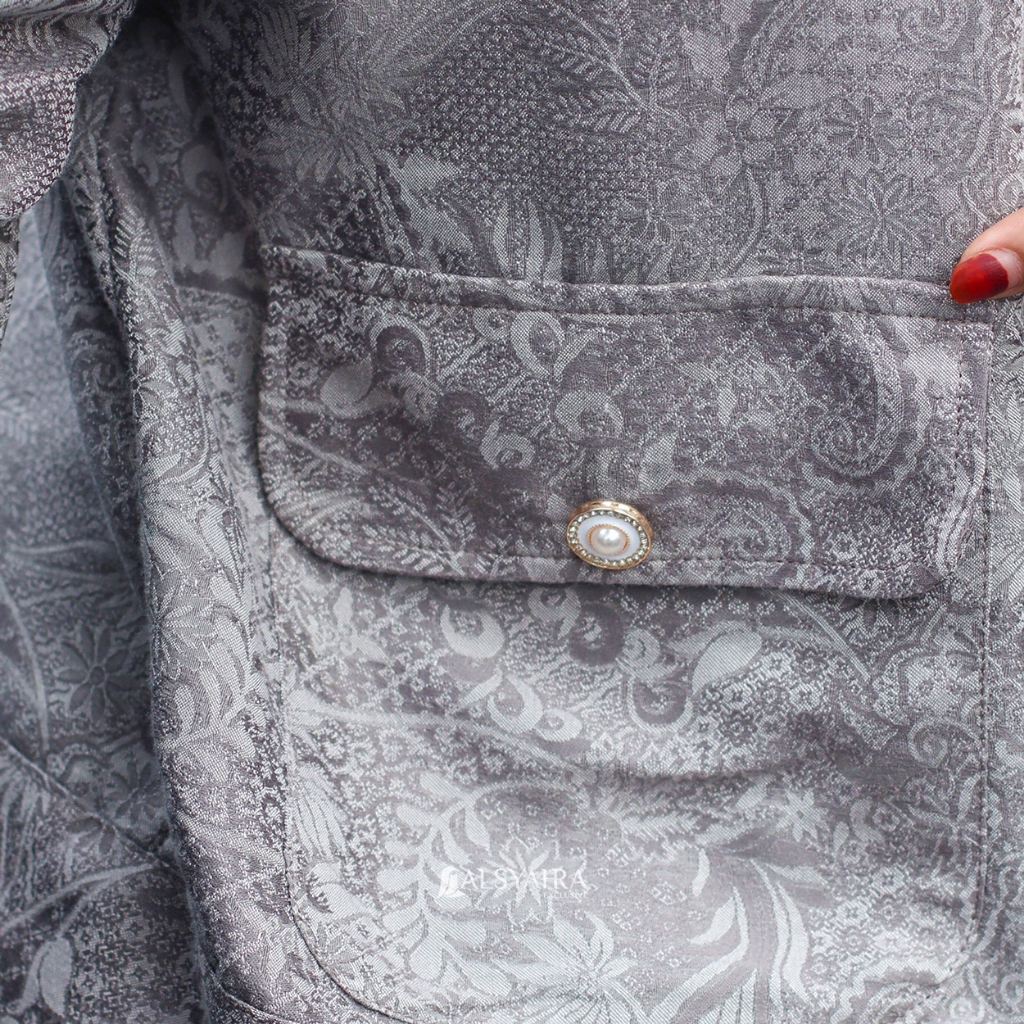 Alsyahra Exclusive - Blazer LaRicci Batik Outer Korean Premium Taupe Grey