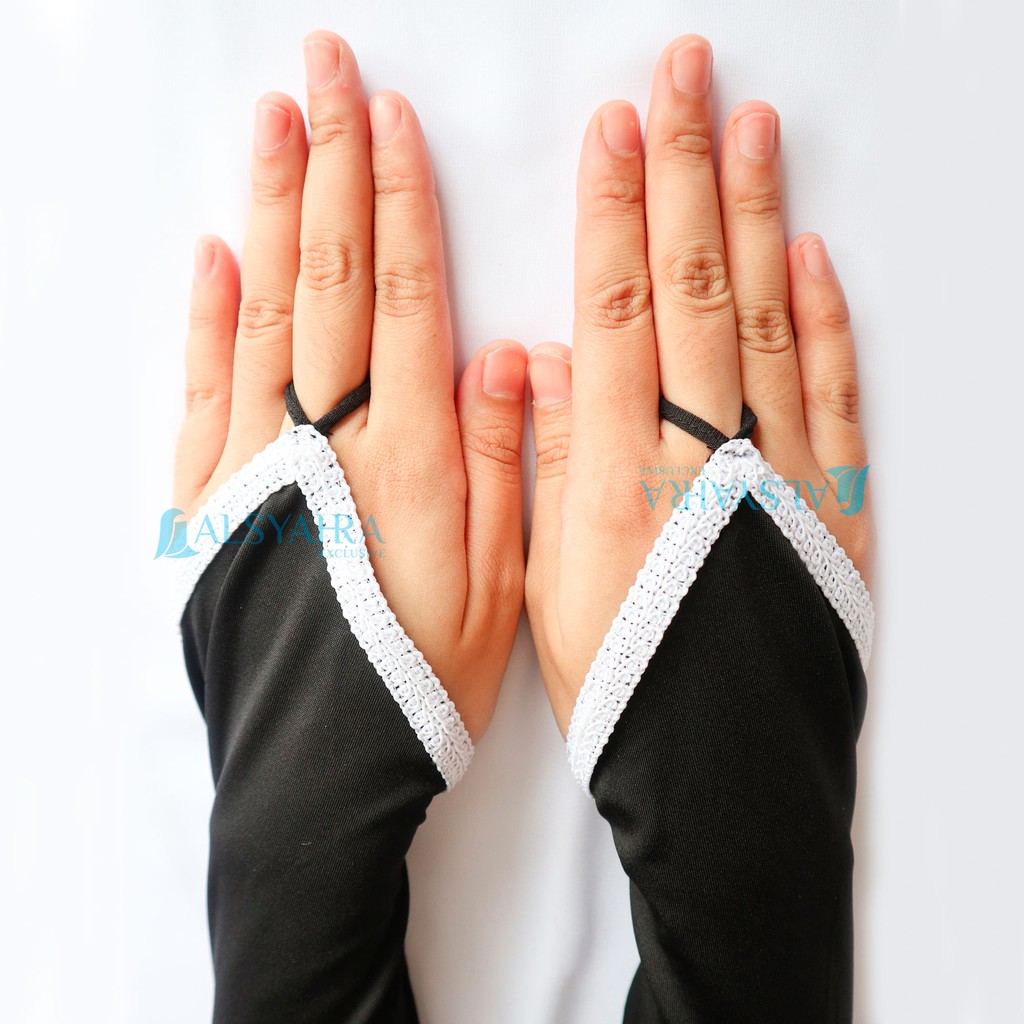 Alsyahra Exclusive Manset Handsock Cincin Motif Qaf White