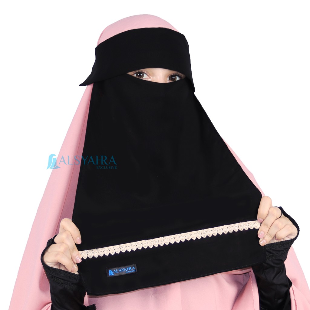 Niqab Poni Halimah Sifon Jetblack Alsyahra Exclusive