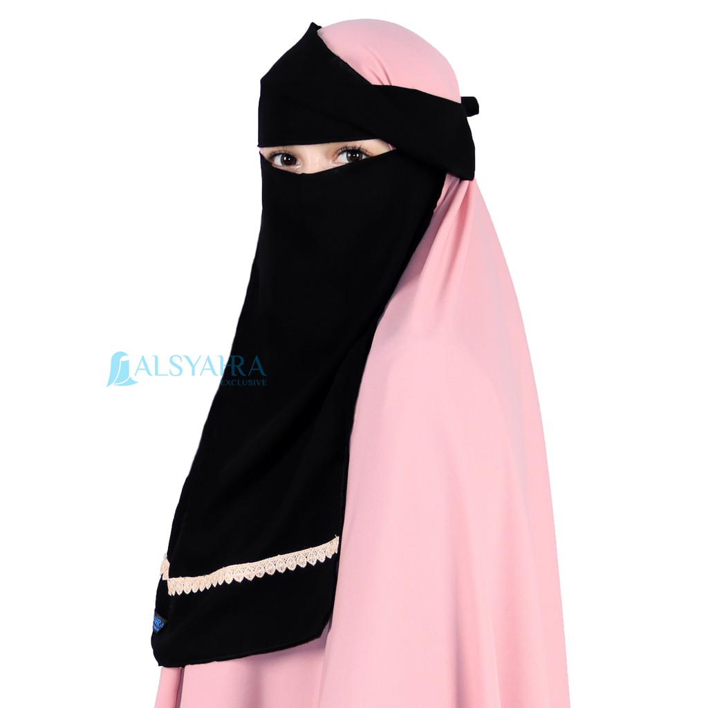 Niqab Poni Halimah Sifon Jetblack Alsyahra Exclusive
