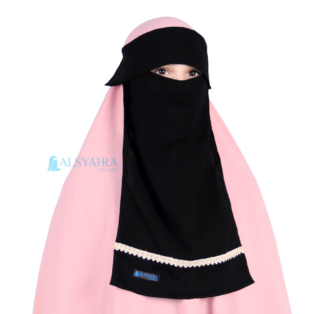 Niqab Poni Halimah Sifon Jetblack Alsyahra Exclusive