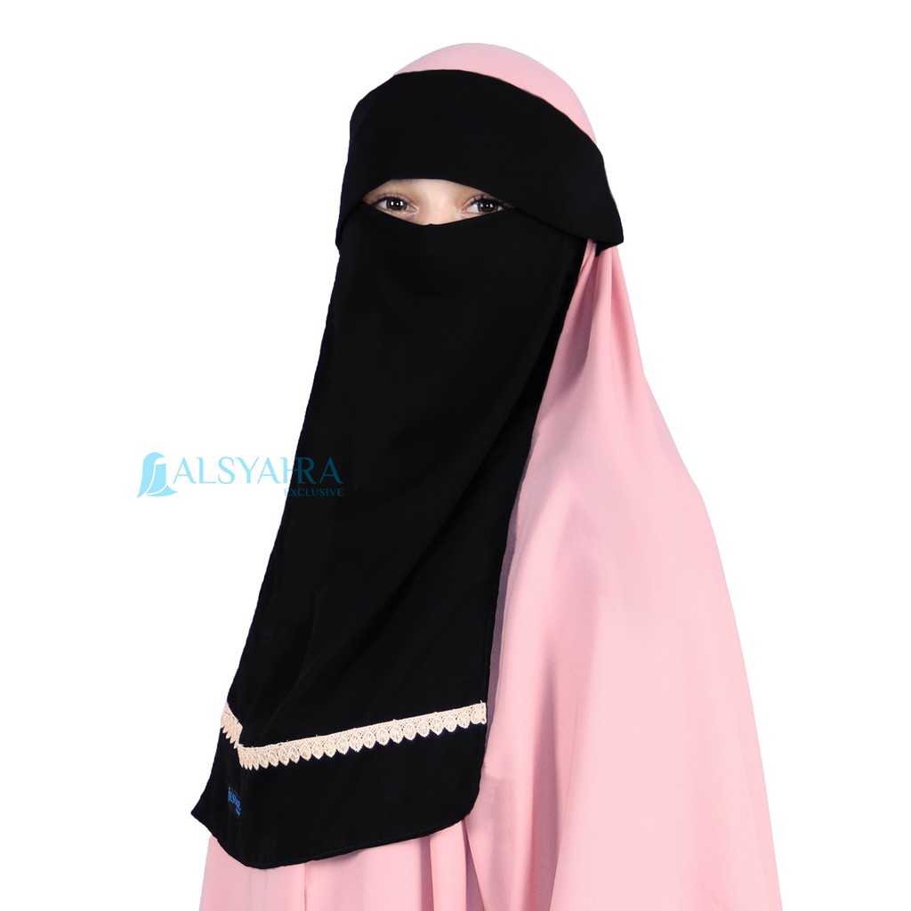 Niqab Poni Halimah Sifon Jetblack Alsyahra Exclusive