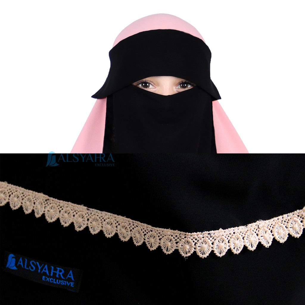 Niqab Poni Halimah Sifon Jetblack Alsyahra Exclusive