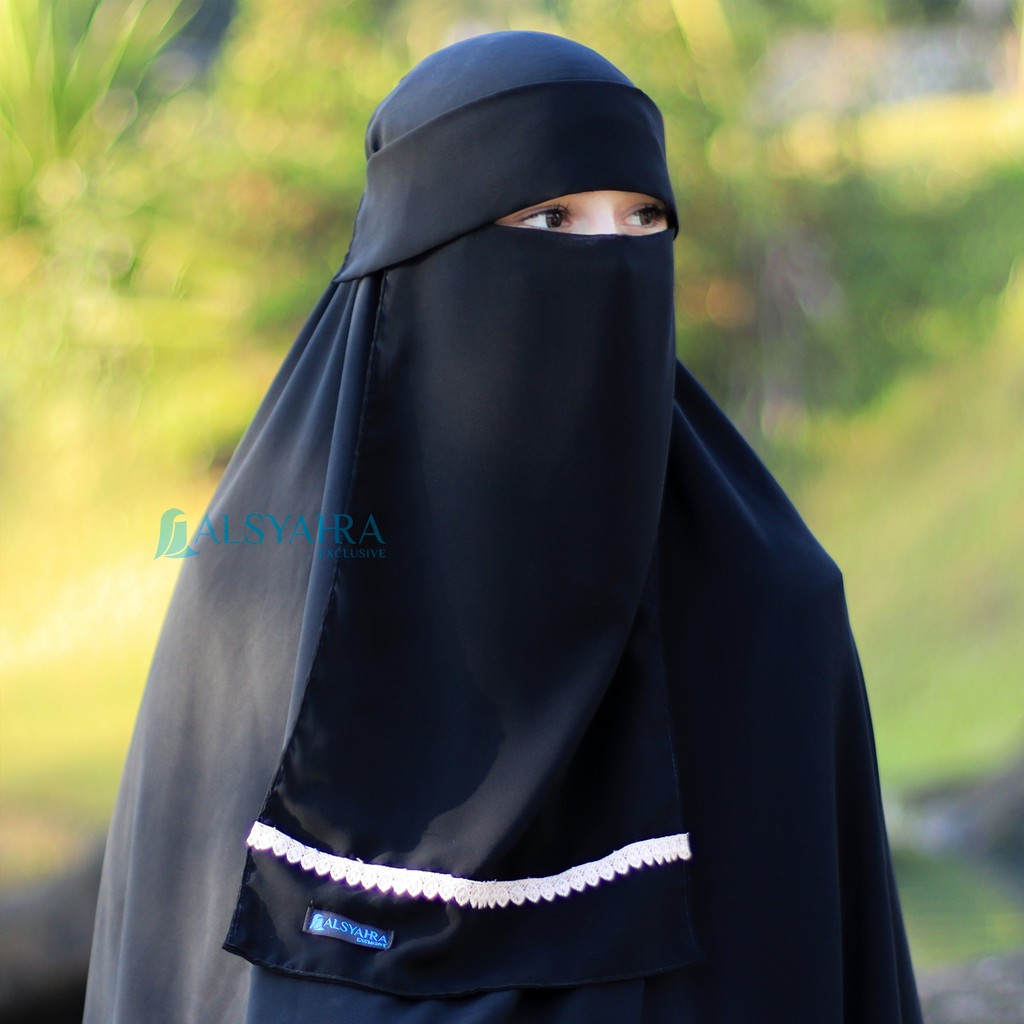 Niqab Poni Halimah Sifon Jetblack Alsyahra Exclusive