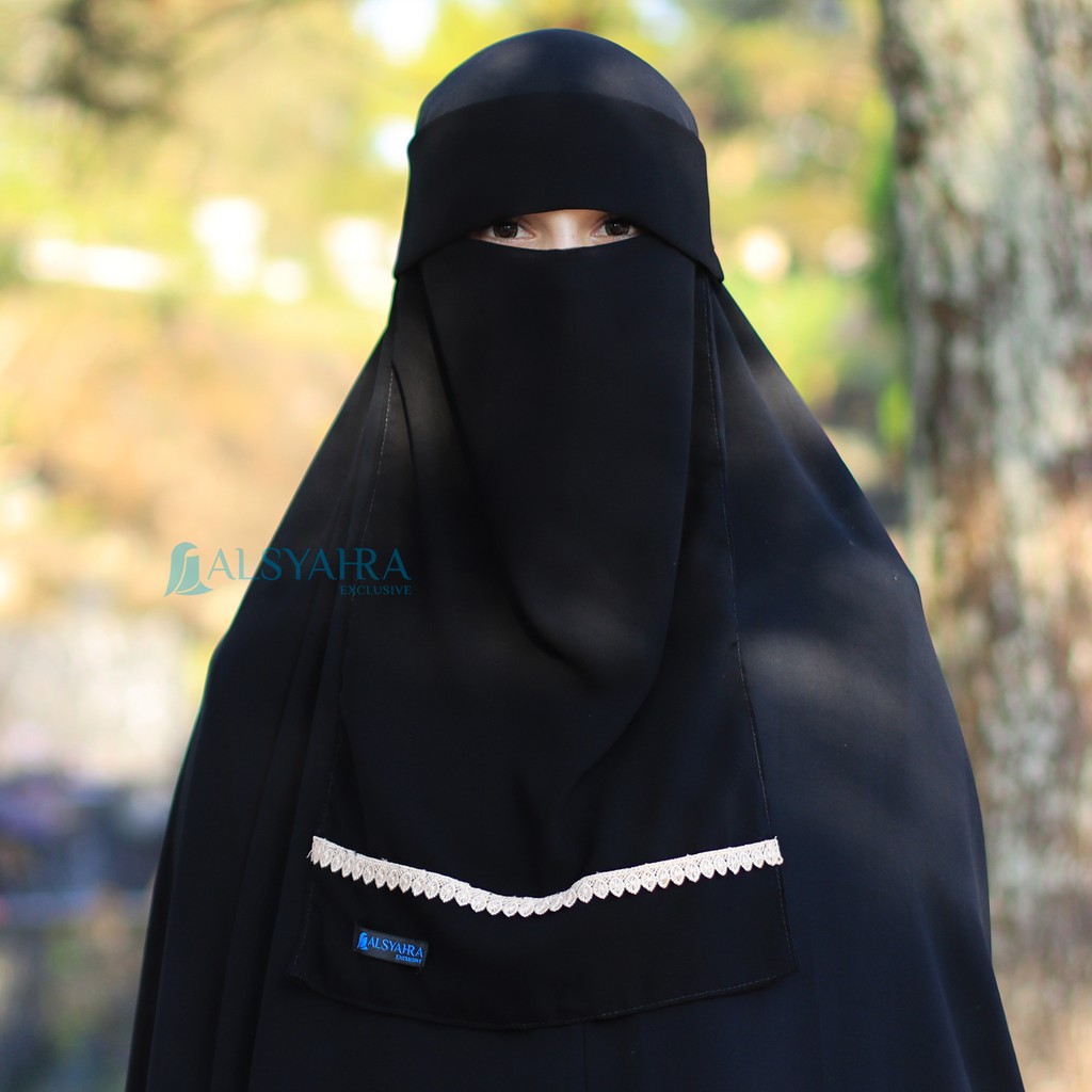 Niqab Poni Halimah Sifon Jetblack Alsyahra Exclusive