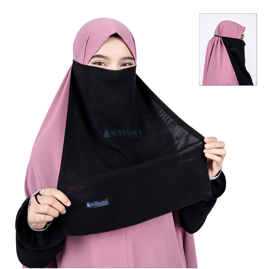 Alsyahra Exclusive - Cadar Karet Basic Sifon Silk Jetblack Arab