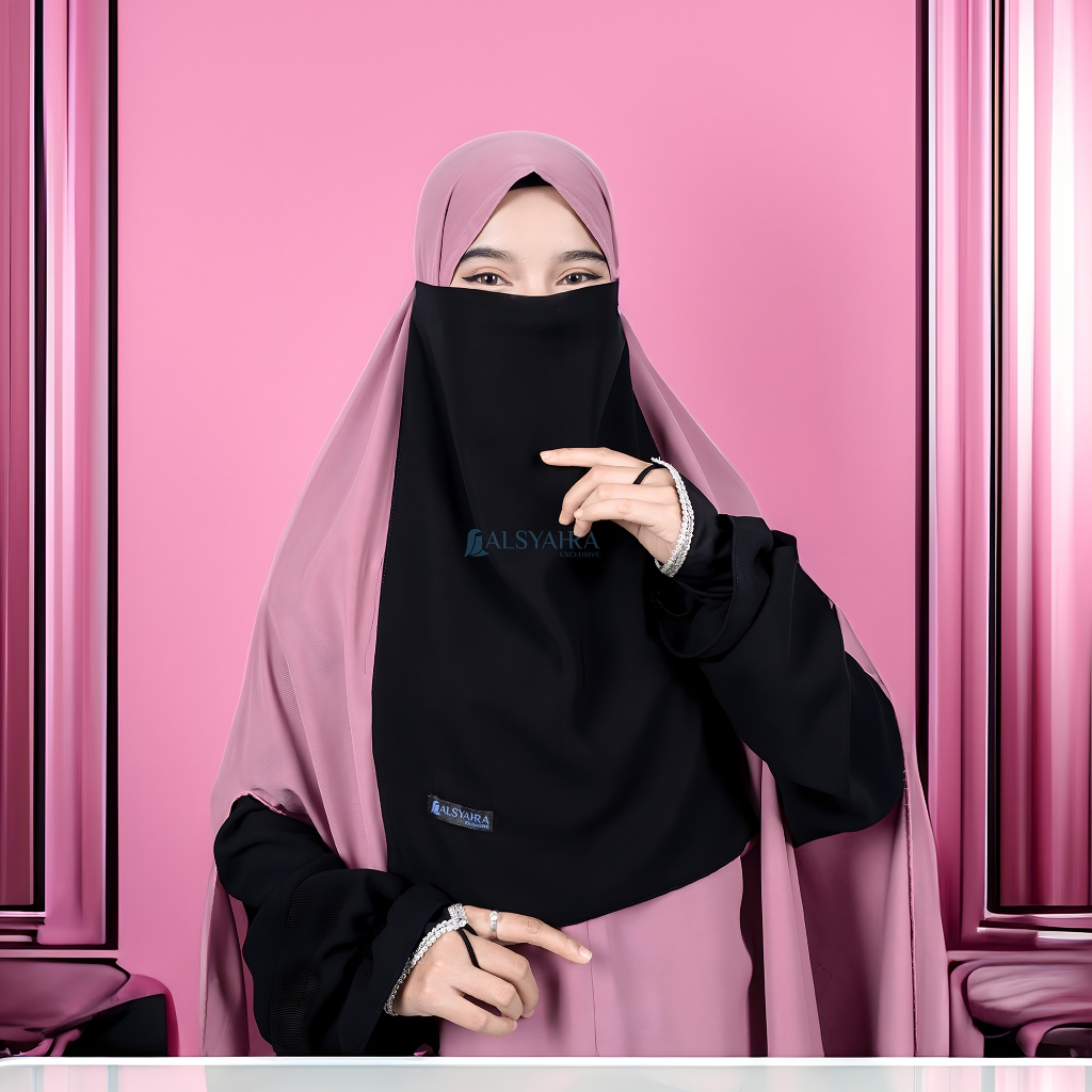 Alsyahra Exclusive - Cadar Karet Basic Sifon Silk Jetblack Arab