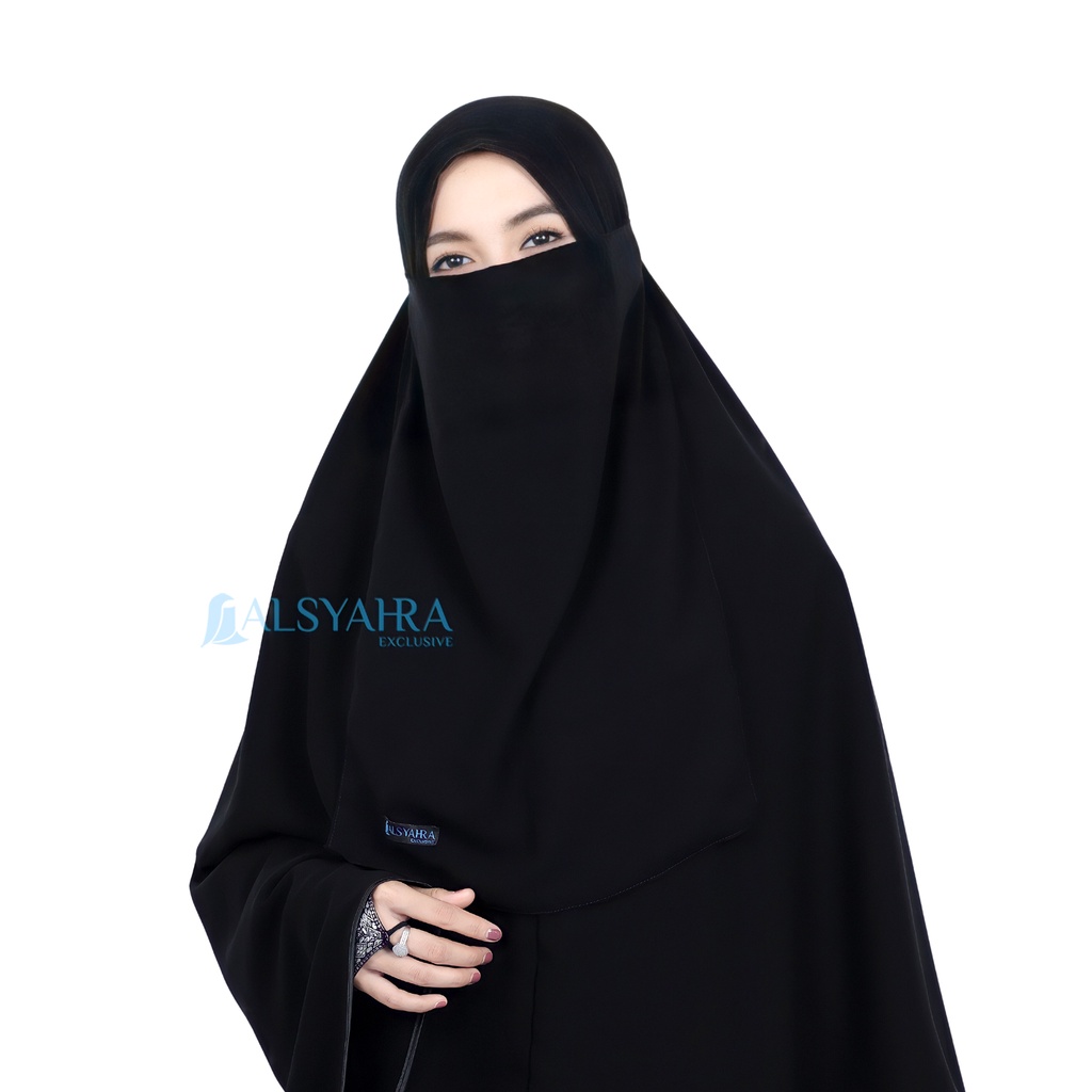 Alsyahra Exclusive - Cadar Karet Basic Sifon Silk Jetblack Arab