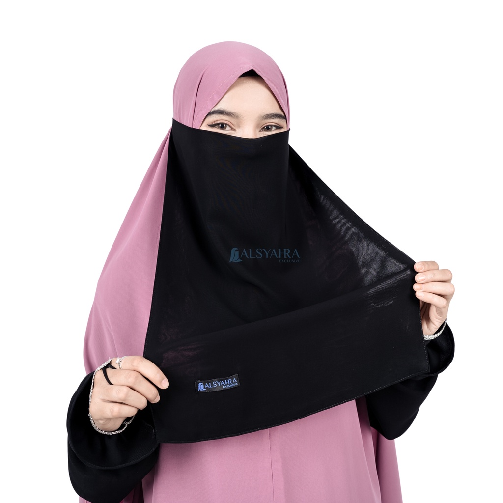 Alsyahra Exclusive - Cadar Karet Basic Sifon Silk Jetblack Arab