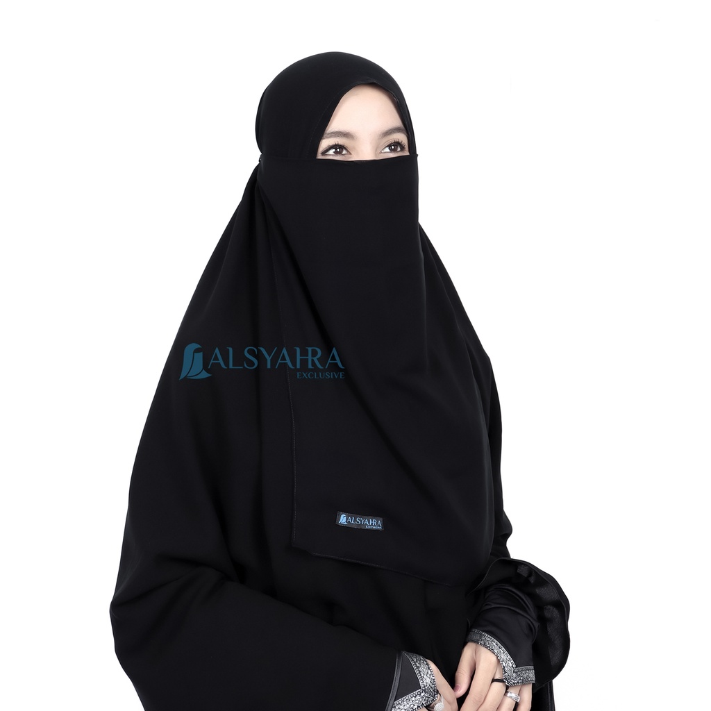Alsyahra Exclusive - Cadar Karet Basic Sifon Silk Jetblack Arab