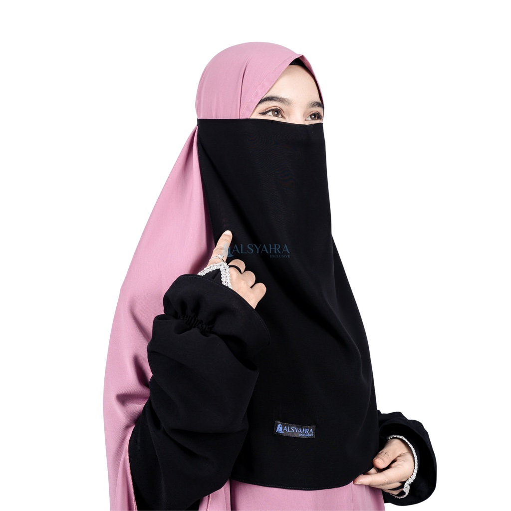 Alsyahra Exclusive - Cadar Karet Basic Sifon Silk Jetblack Arab