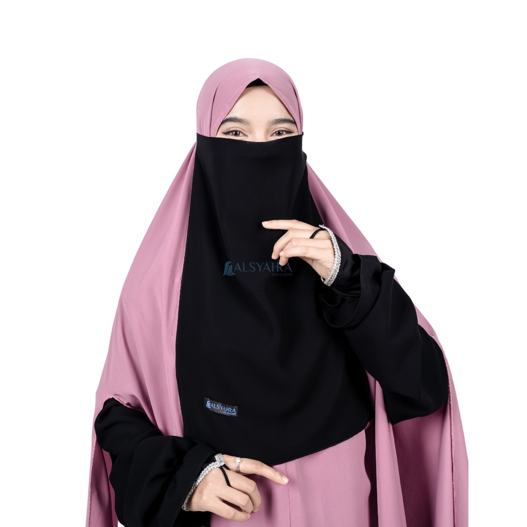 Alsyahra Exclusive - Cadar Karet Basic Sifon Silk Jetblack Arab