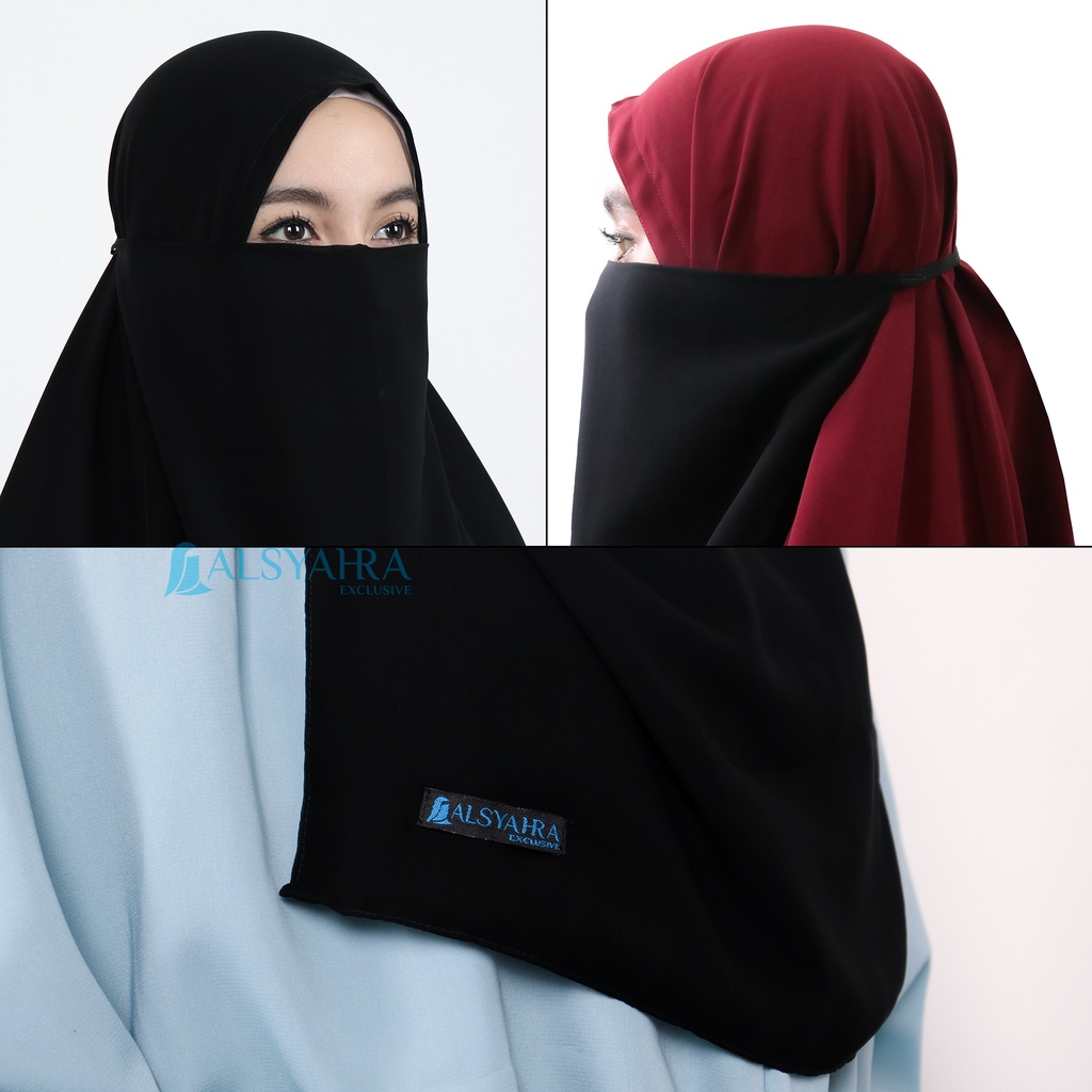 Alsyahra Exclusive - Cadar Karet Basic Sifon Silk Jetblack Arab