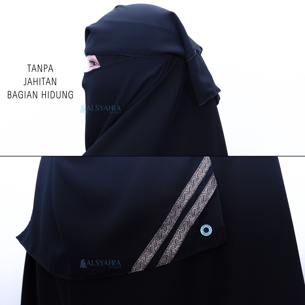 Niqab Yaman Kiswah 2 Layer Sifon Silk Jetblack Alsyahra Exclusive