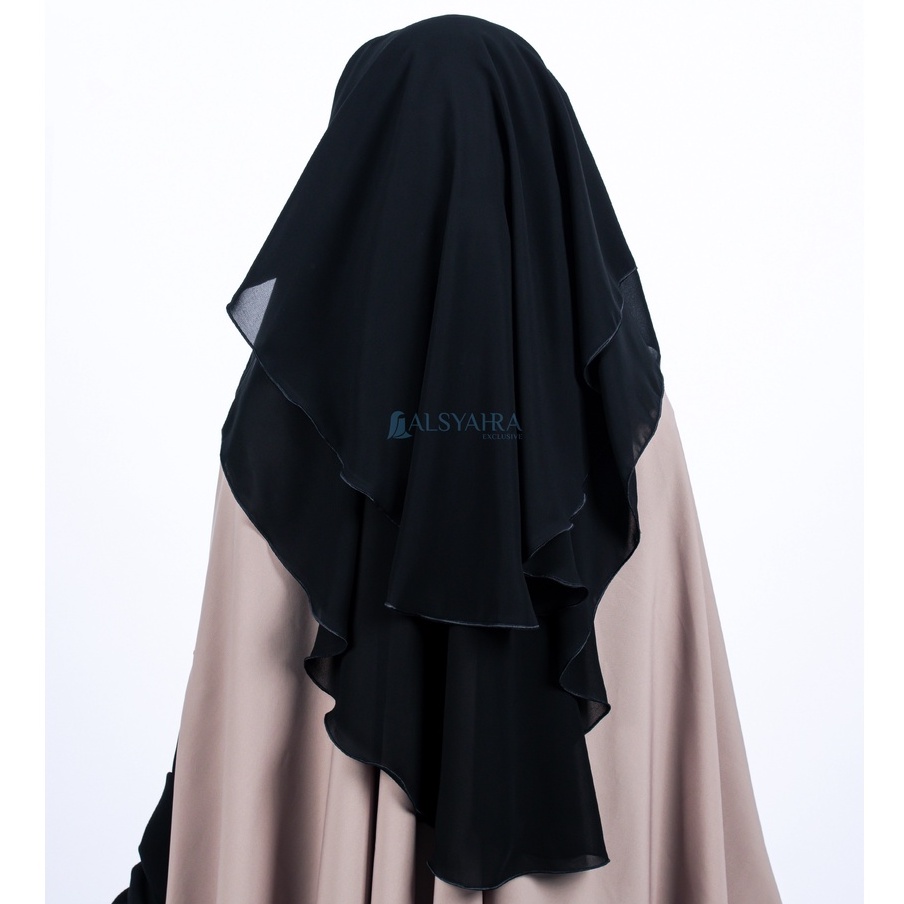 Niqab Yaman Kiswah 2 Layer Sifon Silk Jetblack Alsyahra Exclusive