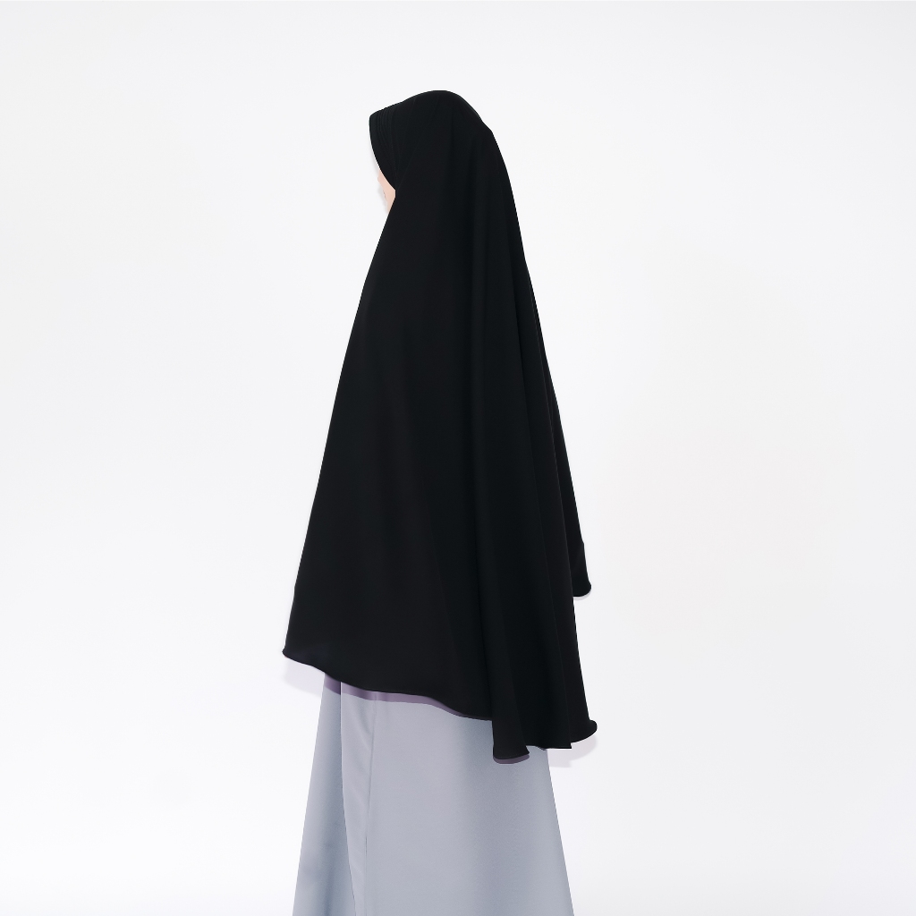 Alsyahra Exclusive - Set Khimar Syari Marwah PAD Cadar Tali Jetblack Size XL