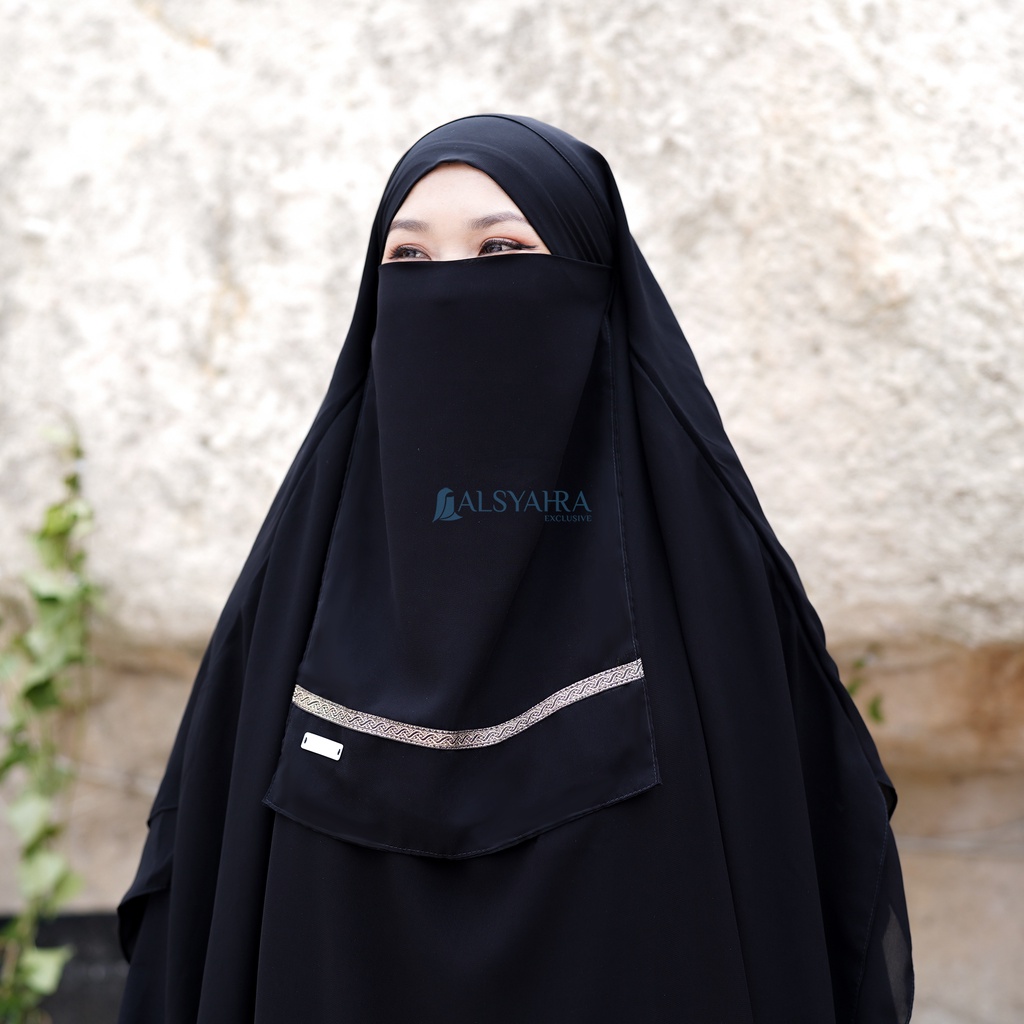 Alsyahra Exclusive - Cadar Tali Kiswah Stripe Sifon Silk Jetblack