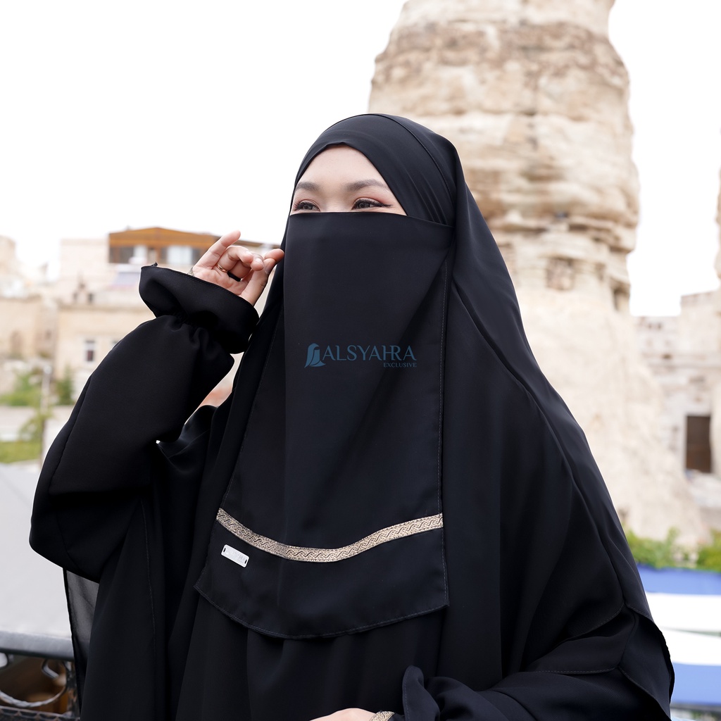 Alsyahra Exclusive - Cadar Tali Kiswah Stripe Sifon Silk Jetblack