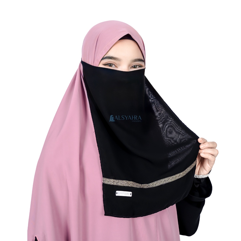 Alsyahra Exclusive - Cadar Tali Kiswah Stripe Sifon Silk Jetblack