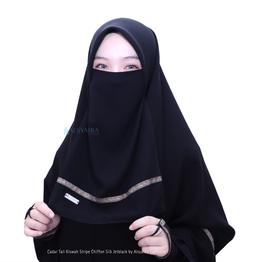 Alsyahra Exclusive - Cadar Tali Kiswah Stripe Sifon Silk Jetblack
