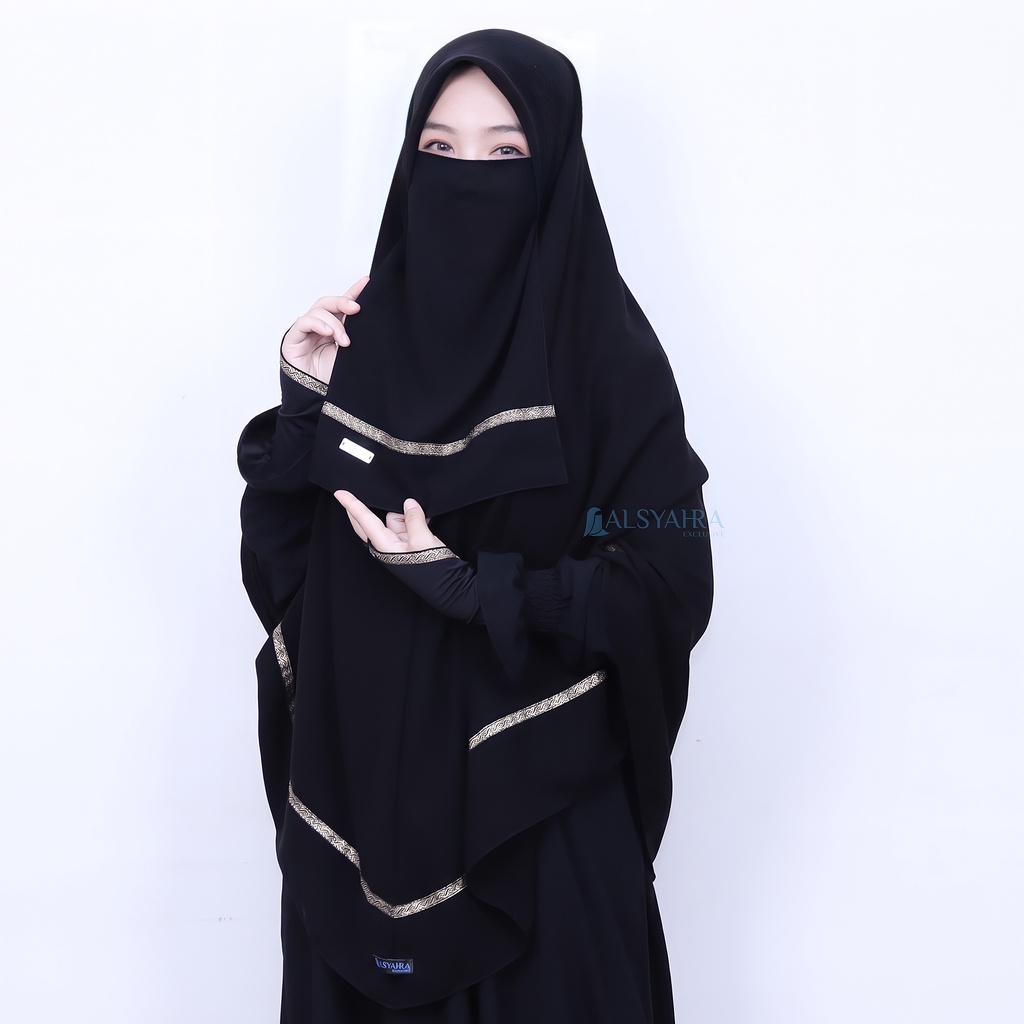 Alsyahra Exclusive - Cadar Tali Kiswah Stripe Sifon Silk Jetblack