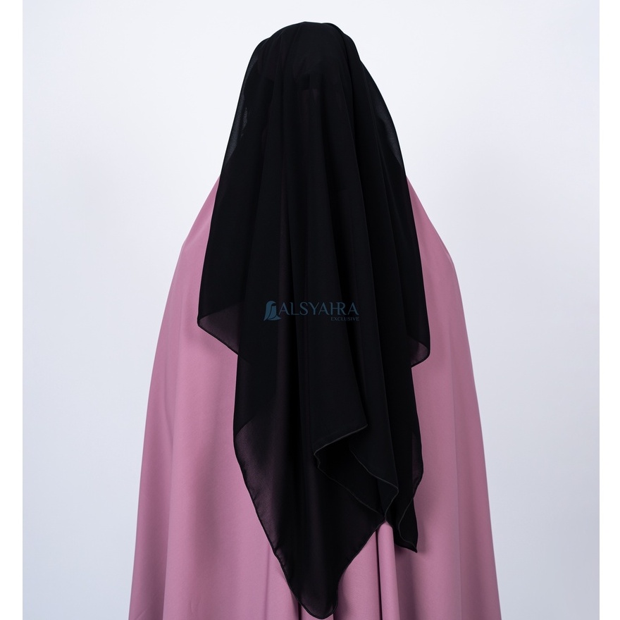Alsyahra Exclusive Niqab Yaman Poni Kancing Raudhah Silk Sifon Jetblack