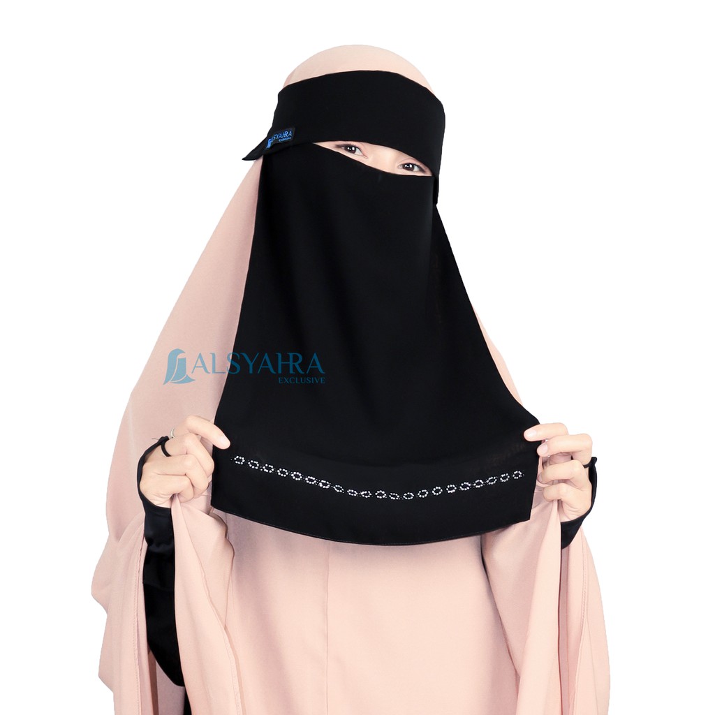 Alsyahra Exclusive Niqab Poni Alfida Sifon Silk Jetblack