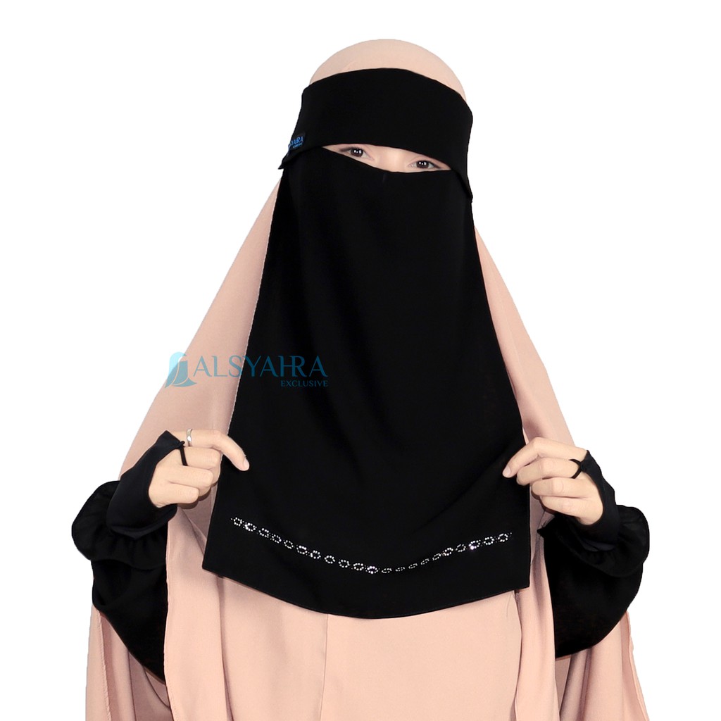 Alsyahra Exclusive Niqab Poni Alfida Sifon Silk Jetblack